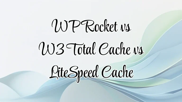Side-by-side comparison image of WP Rocket, W3 Total Cache, and LiteSpeed Cache – contenders for the Best WordPress Cache Plugin 2025, visually analyzing speed, optimization, and performance metrics.