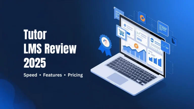 Featured image for Tutor LMS Review 2025 on TrendMeadow, highlighting speed, features, pricing, and WooCommerce readiness on WordPress.