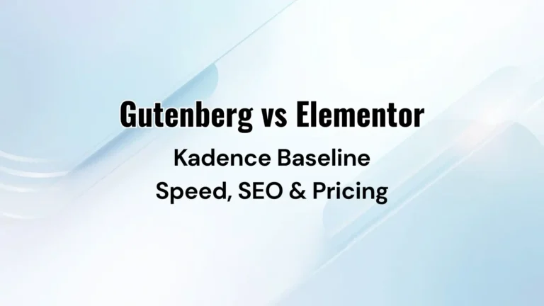 Gutenberg vs Elementor comparison for speed headroom, SEO workflow, learning curve, pricing, and support