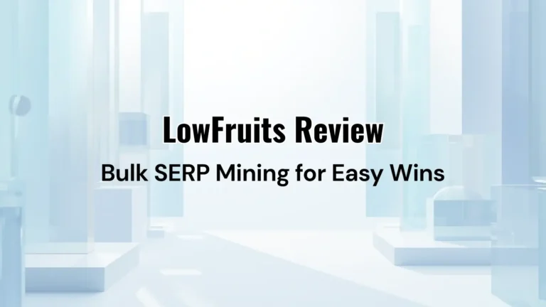 LowFruits keyword tool dashboard showing easy-to-rank keyword suggestions and SERP analysis features